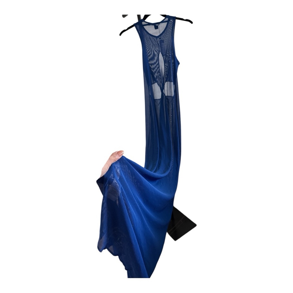 PrettyLittleThing Blue Mesh Cut Out Beach Coverup Dress SIZE 8 NWT - Picture 10 of 12